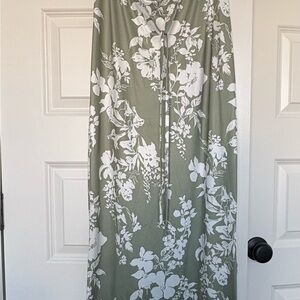 Floral Maxi Dress in Green and White